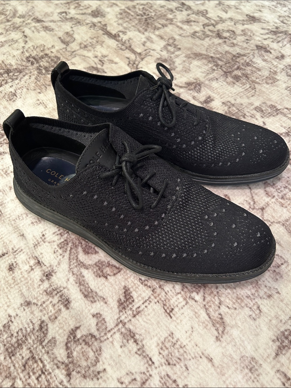Cole Haan Black Knit Derby Shoes